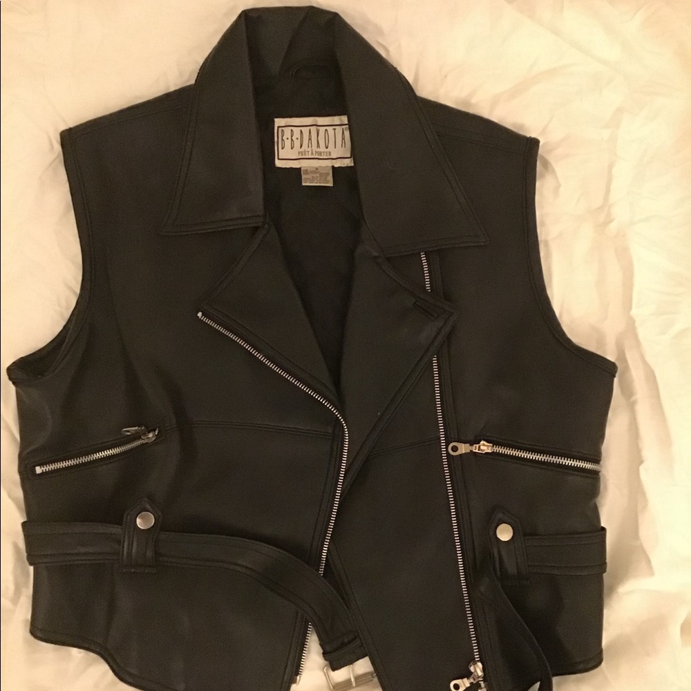 B.B. Dakota faux leather vest with removable belt